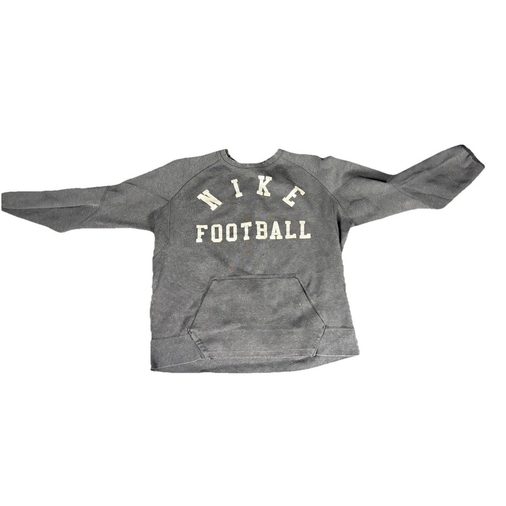 Y2K Nike Football Crewneck Sweatshirt Unisex XL Gray Kangaroo Pocket